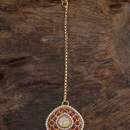Kushal's Fashion Jewellery Gold-Plated Kundan Studded Maang Tikka-picture-13