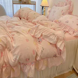 JC HOME Pink Polycotton Double Queen Regular Bedding Set-image-11