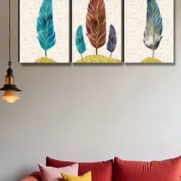 Myntra Elegant Homes Cream-Coloured & Blue 3 Pieces Wings Wall Arts-image-80
