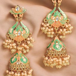 Anouk Green Dome Shaped Jhumkas-24