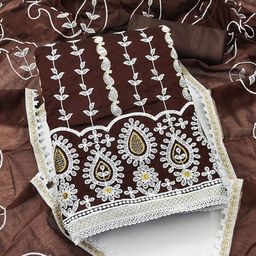 LeeliPeeri Designer Embroidered Unstitched Dress Material-image-10