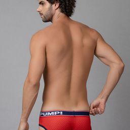 PUMP CLUB Colourblocked Mid-Rise Anti-Bacterial Mesh Basic Briefs ART389-Red-M image 5