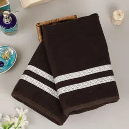 Creeva Comfort Living Brown & White 2 Pieces Striped Cotton 410 GSM Bath Towels-47