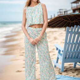 DressBerry Floral Printed Round Neck Top With Trouser-image-91