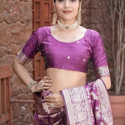 KALINI Purple Pure Silk Woven Design Sarees-image-69