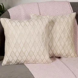 TANLOOMS Set Of 2 Cream Velvet Square Cushion Covers-image-27