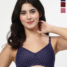 LILY Abstract Printed Pack Of 3 Full Coverage T Shirt Bra-5