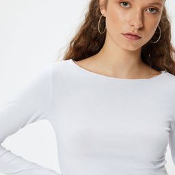 Koton Women Solid Boat Neck Cotton Slim Fit T-Shirt-image-70