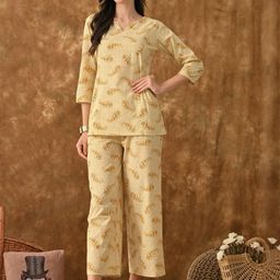 Saanvi Collection Paisley Printed Pure Cotton Night Suit-image-99