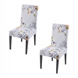 HOKIPO Set Of 2 Grey Printed Chair Covers-11