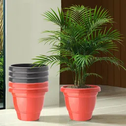 Kuber Industries 6-Pcs Red & Black Durable Planters-34