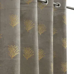 Aura Grey 2 Pieces Floral Printed Velvet Long Door Curtains-picture-27