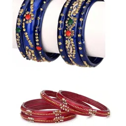 1ST TIME Set Of 2 Red And Blue Alloy Bangles-21