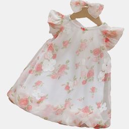 YK Floral Cape Sleeve Peplum Dress-image-27