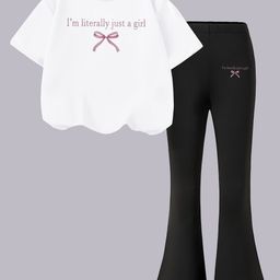 YK Girls Typography Printed T-shirt With Trouser-image-47