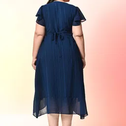 PrettyPlus by Desinoor.com Women Plus Size Georgette Fit and Flare Midi Dress image 4