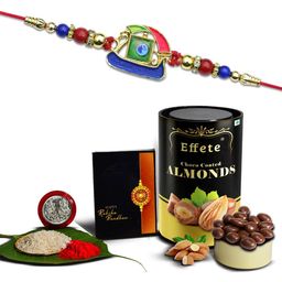 DeoDap Rakhi Roli Chawal Chocolate Coin & Greeting Card Gift Set-image-90