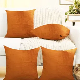 IVAZA Orange Set of 4 Velvet Square Cushion Covers-107
