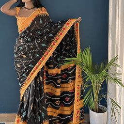 Anouk Ethnic Motifs Pure Cotton Ikat Saree-picture-26