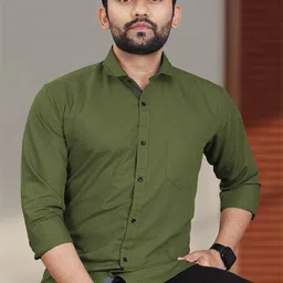 VeBNoR Men Standard Fit Solid Spread Collar Shirt-image-65