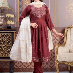 Aarika Girl Ethnic Motifs Embroidered Regular Kurta Set With Dupatta-11