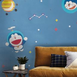 INDIAN ROYALS Blue Doremoan Design Vinyl Home Decor Wallpaper (1000 CM X 45 CM)-image-76