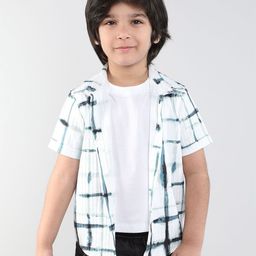 taffykids Boys Relaxed Fit Spread Collar Windowpane Checked Casual Shirt-image-90