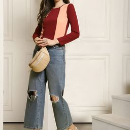 Mast & Harbour Women Colourblocked Round Neck Top-image-100