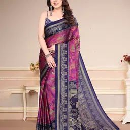 MAGNEITTA Women Abstract Printed Pure Chiffon Saree-43