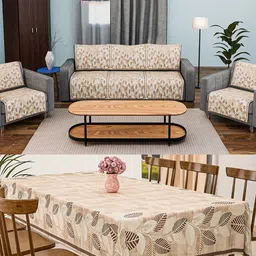 Kuber Industries Brown & White Printed Velvet Sofa Cover-image-95