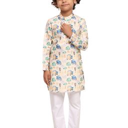 baesd Funny Bones Clothings Boys Printed Regular Linen Kurta with Pyjamas image 3