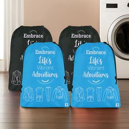 Aura Blue & Black 4 Pieces Printed Water Resistant Laundry Bags-image-92