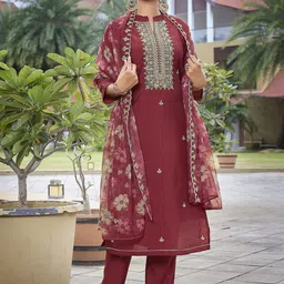 Royal Export Women Ethnic Motifs Embroidered Sequinned Kurta Trousers & Dupatta Kurta Sets-29