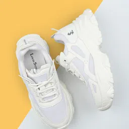 LOUIS STITCH Women White Lace-Up Sneakers-18