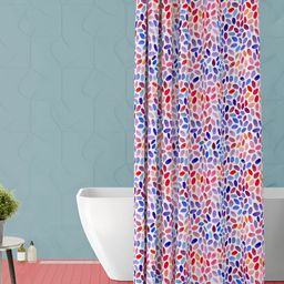 ArtzFolio White-Blue & Pink Printed Waterproof Shower Curtain-7