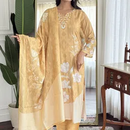 S.K.C Women Floral Printed Regular Pure Cotton Kurta with Pyjamas & Dupatta-picture-46