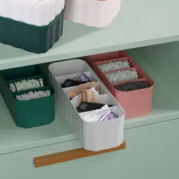 Kuber Industries Green & White Set of 4 Regular Drawer Organisers With Compartments image 4