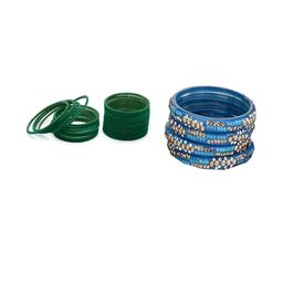 Somil Classic Combo Glass Bangles | Simple Chudi Set For Women & Girls | Daily Use & Special Occasions, Combo Of 2 Set, Green, Blue-image-105