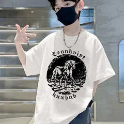 Xsole Boy Round Neck Drop-Shoulder Sleeves Oversized Cotton T-shirt-picture-33