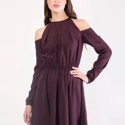 DELIS Puff Sleeve Georgette Fit & Flare Dress-image-10
