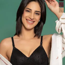 DressBerry Women Pack Of 3 Self Design Heavily Padded Lace Bras-image-60