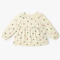 GAP Infant Girls Conversational Print Puff Sleeves Pleated Pure Cotton Top-image-93