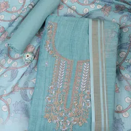 Meena Bazaar Floral Embroidered Sequinned Unstitched Dress Material-image-84