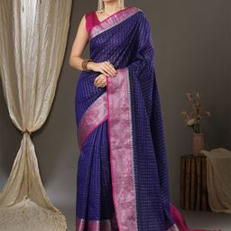 IndianRang Woven Design Zari Silk Blend Saree-14
