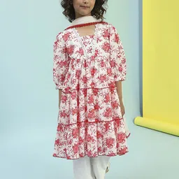 Biba Girls Floral Printed Regular Pure Cotton Kurta with Palazzos & With Dupatta-image-30