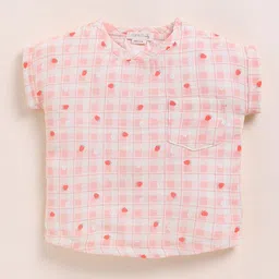 COT & CANDY Conversational Checked Extended Sleeves Regular Organic Cotton Top-picture-26