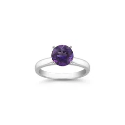 GenZcomplex Silver-Plated Brass Amethyst Finger Ring-51