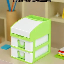 Kuber Industries Green & White 2 Pieces Reusable 3-Layer Storage Organizer with Lid image 5