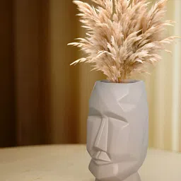 Cortina White Textured Face Shaped Flower Vases-16