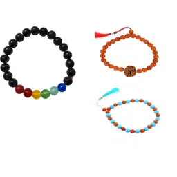 Divine souvenirs Set Of 3 Unisex Artificial Beaded Elasticated Bracelet-4